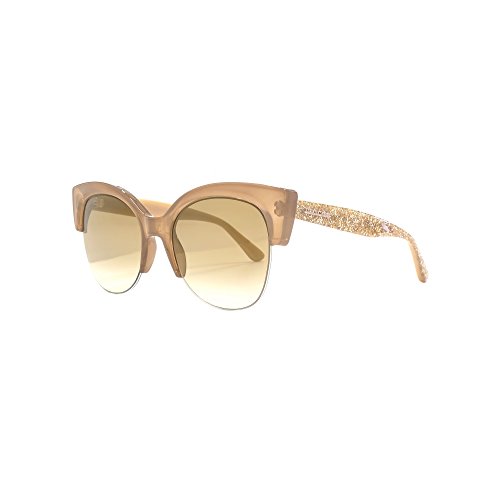 Jimmy Choo lunettes de soleil Priya en paillettes nue PRIYA/S KDZ 56 Nude Glitter Brown Gold Mirror 56