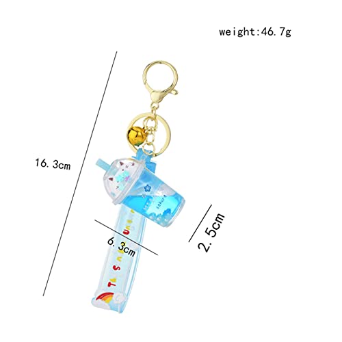 Ici-Rencontrer Cute Character Floating Cat Milk Tea Cup Design Backpack Car Key Pendant Kids Girls Women Handbag Wallet Clear Acrylic Glitter Liquid Keychain For Gifts Presents (Pink), 5 X 3 X 3.7 Cm #TOP4
