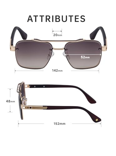 Image of Classic&Vintage Sunglasses for Cool Men Double Bridge Square Frame Shades