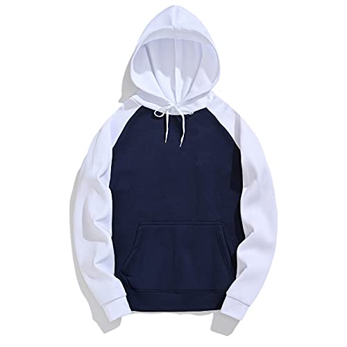 Mens Hoodies Pullover Big and Tall Casual Long Sleeve Sweatshirts Block Color Drawstring Fashion Oversized Hoodie with Pocket2