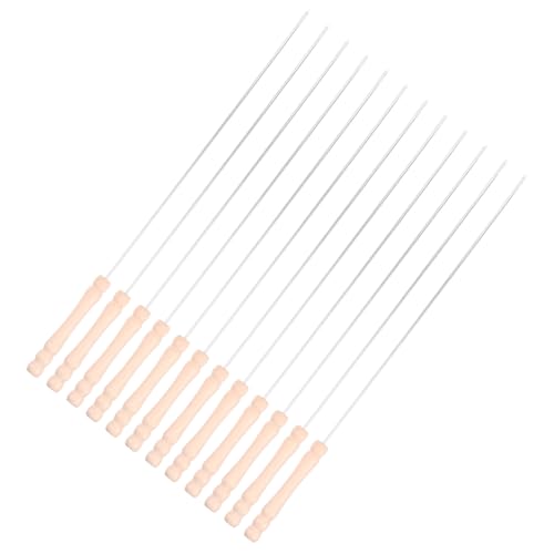 GARIOUANS 12 pezzi Spiedini Barbecue Inossidabile con Manico in Legno Spiedini Lunghi Anti-scottatura per Grigliate Outdoor Resistente e