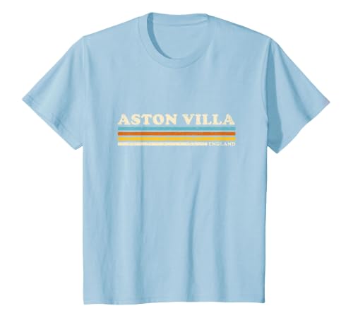 Retro Stripe Aston Villa T-Shirt, Youth, Baby Blue, Large