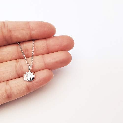 Sterling Silver Tiny Lotus Charm Necklace, 18" - Image 3