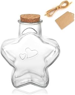 WHJY 29oz Star Shaped Jar with Cork Lid Glass Star Jar for Home Decor Glass P...