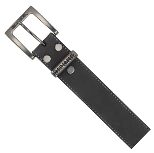 Harley-Davidson Men's H-D Logo Genuine Leather Belt - Matte Gunmetal Finish3
