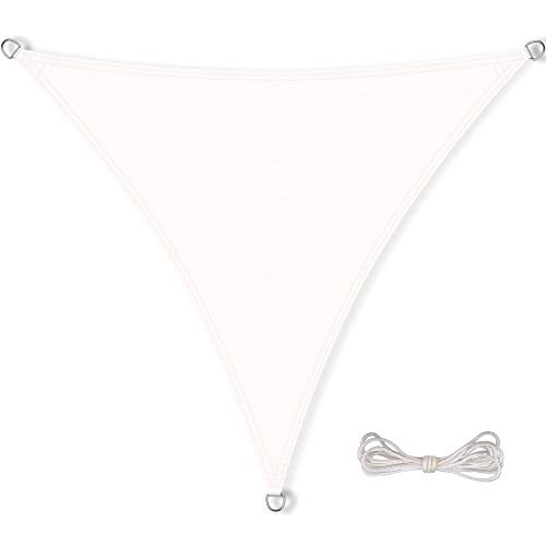 CelinaSun Toldo Protección Solar PES UPF 50+ Protección UV Probada Poliéster Jardín Balcón Hidrófugo Triángulo 4,6 x 4,6 x 4,6 m Blanco