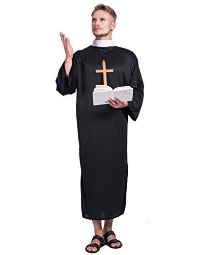 EraSpooky Adulte Religieux Prêtre Costume Déguisement Hommes médiéval Robe