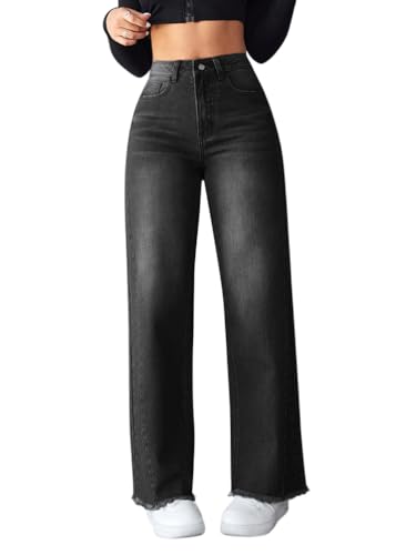 Pantalon long en denim bleu taille haute élastique pour femme active