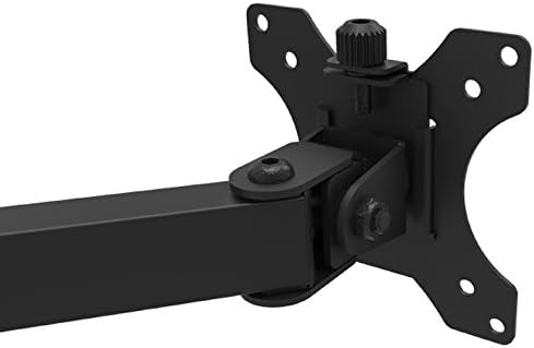 Close-up of VESA plate connection on the monitor mount arm