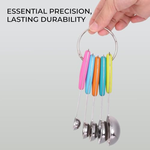 H&S Stainless Steel Measuring Spoons for Baking - Kitchen Measuring Spoon Set of 5 for Cake Baking