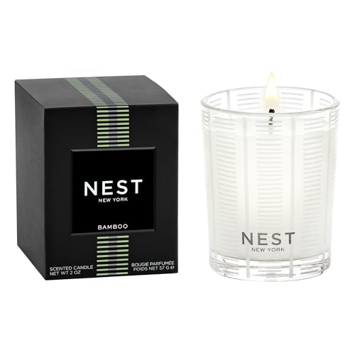 nest new york scented votive candle bamboo - 2 oz - up to 28-hour burn time - reusable glass vessel