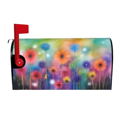 Image of Colorful Seasonal Floral Mailbox Cover Magnetic Abstract Spring Summer Flowers Waterproof Mailbox Wraps Post Letter Box Decor 21x18 in