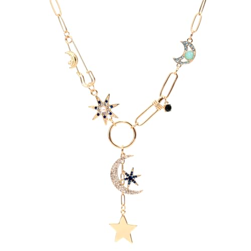 Sun Heart Necklace for Women 18K Gold Plated Heart Pendent Necklace Chunky Chain Choker Necklace Hip Hop Charm Necklace Unisex Necklace