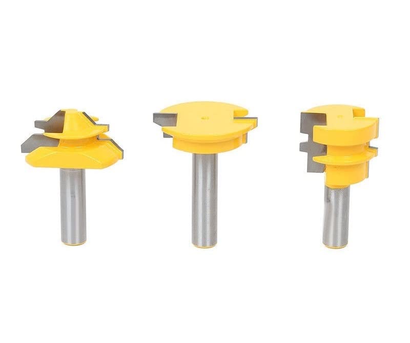 Juego de brocas de espiga de vástago de 1/2 ", 3 uds., moldura de cajón, broca de inglete de bloqueo de 45 grados, cortador de fresado de madera for juntas