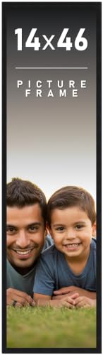 14x46 Frame Black Picture Frame - Complete Modern Photo Frame Includes UV Acrylic Shatter Guard Front, Acid Free Foam Backing Board, Hanging Hardware Wood Wall Frames for Family Photos - no Mat