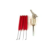 QiDAi One-Word Lockpicking Kit 4-teiliges Haken-Plektren mit transparentem Übungsschloss, rote bequeme Griffe, effektiv...