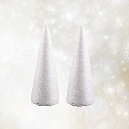 Holibanna Foam Cones 30cm White Styrofoam Cone Crafts Foam Cone Christmas Tree Polystyrene Foam for Christmas Table Centerpiece Wedding Decoration (2PCS, 32cm)
