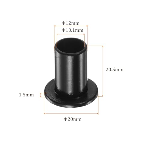 Kozelo 4 Stück Nylon-Flanschbuchsen [10,1 mm Bohrung x 12 mm Außendurchmesser x 20,5 mm Länge] Nylon-Kunststoffbuchsen für Welle, schwarz