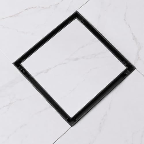 Image of Tapsa Tile Insert Floor Drain | 304 Stainless Steel | Invisible Shower Drain Channel | Shower Drain Channel | Water Drain Channel | with Cockroach Trap. (4X4, Black Matte 20 mm)