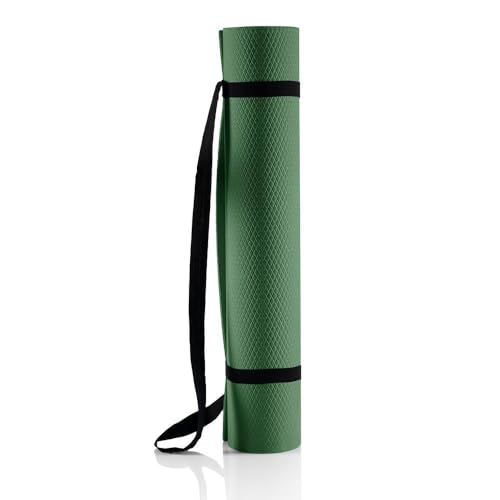 Image of Wakefit Yoga Mat | Anti Slip Single Layered | 72 X 24 inch | 4 mm Thick | Army Green Asana | With Strap