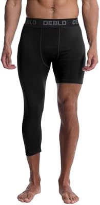 OEBLD Single Leg 3/4 Compression Tights, Unisex Sports Compression Pants, One Leg Basketball Leg Sle...