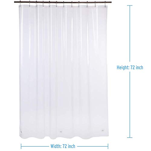 Amazer 54-90 Inches Bronze Rust-Resistance Shower Curtain Rod Bathroom Rod And 72 X 72 Inches Eva 8G Plastic Shower Curtain With Heavy Duty Clear Stones And 12 Grommet Holes #TOP3