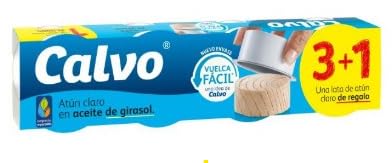 Light Tuna in Vegetable Oil 80g Calvo – Pack 3+1 per Unit, Multipack of 2 (8 Tins Total)