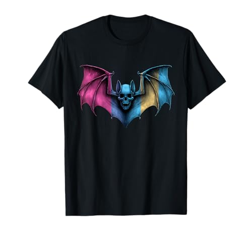 Pansexual Bat Skull Goth Halloween Pan Pride Colors Gothic T�V���c