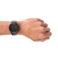 Fossil Men's Minimalist Quartz Stainless Steel and Black Leather Three-Hand Watch for Men, Color: Black — image 5