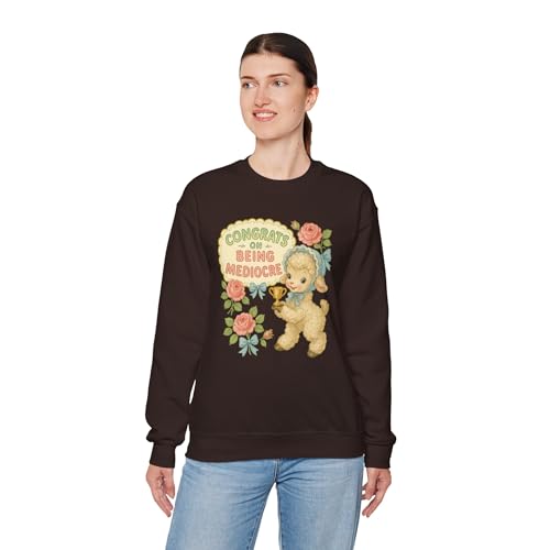 Congrats on Being Mediocre Unisex Heavy Blend Sweatshirt – Funny Retro Lamb Kitsch Coquette Pullover4