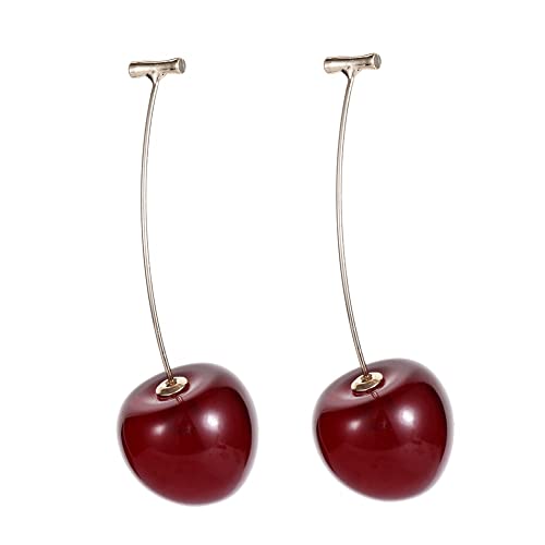 3D Red Cherry Dangle Earrings Dried Flower Acrylic Cherry Drop Earrings Cute Stereo Fruit Earrings Charm Sweet Jewelry Gift Resin Simulated Fruit Earrings For Women Girls - Purple #TOP4