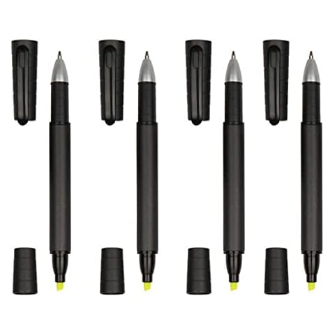 Ocobudbxw Ballpoint Pens Portable 2-in-1 Marker Pen Fluorescent Yellow Chisel-tip Black Bullet Nib Highlighter Gel Pen 2-in-1 Student Choice Cover