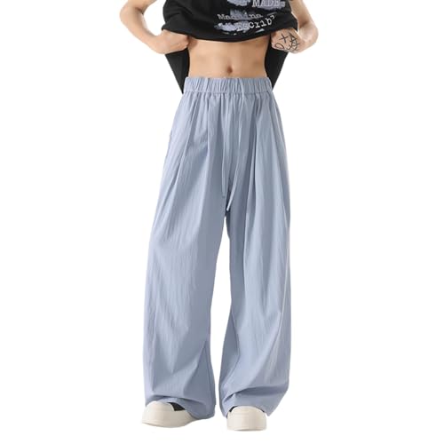 Men's Lightweight Casual Pants Summer Comfortable Loose Fit Trousers with Elastic Waist for Daily Wear Outdoor