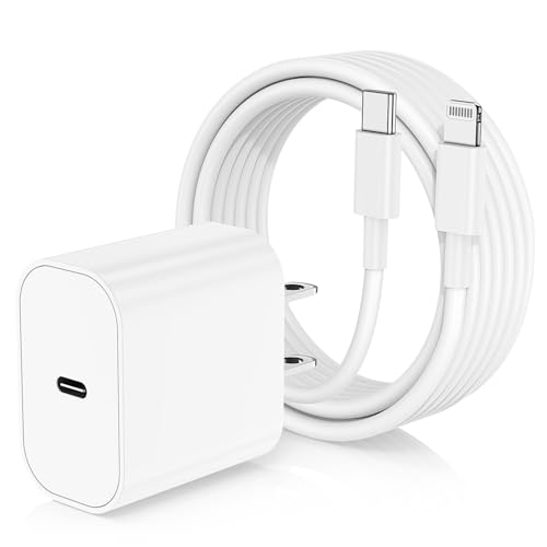 Image of iPhone Charger Fast Charging, Type C Wall Charger Block Plug and 10ft USB C to Lightning Cable Cord Long, Adapter Cube Brick Box for Apple iPhone 14 Pro Max /14 Plus /13 Pro /12 Mini /11 /XS /XR /X /iPad Air