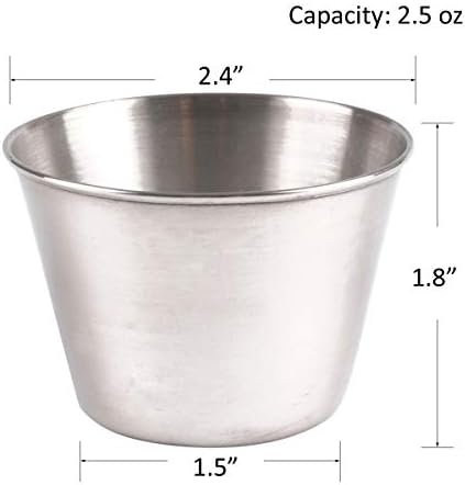 Artcome 14 Pack Stainless Steel Condiment Sauce Cups Great for Dipping and Portion Cups, 2.5 oz