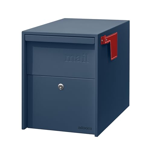 Adoorn Lockable Post Mount Mailboxes for Outside - Large Anti-Theft Locking Mailbox for Packages and Letters - Weatherproof Construction - Durable Steel - 15.5