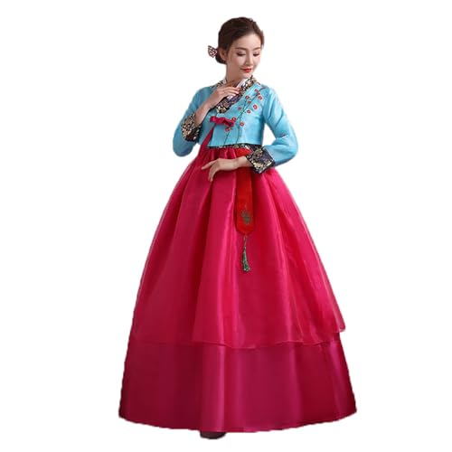 WHRAOY Vestido Tradicional De Mujer(S-XL), Bordado Y Silueta De Talle Alto,M,Red