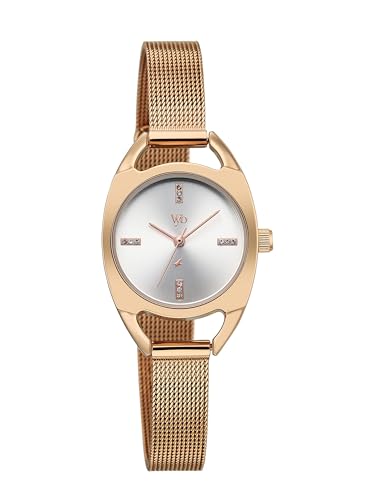 Image of Fastrack Vyb Spotlight with Quartz Analog Silver Dial Rose Gold Stainless Steel Strap Watch for Girls - FV60129WM01W