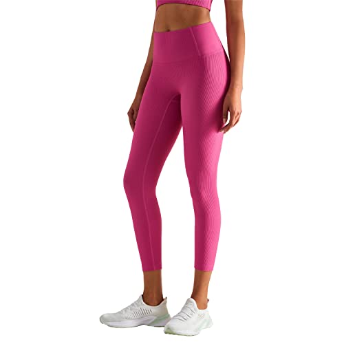 altiland - altiland Legging de yoga pour femme taille haute avec contrôle du ventre 7/8 - Pantalon corsaire de course à pied de 61 cm, Litchi rose, L