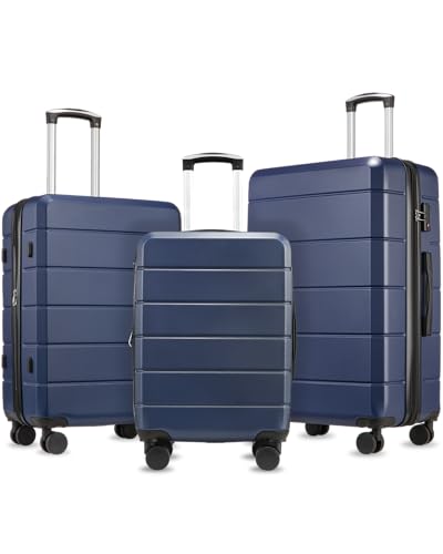 Image of YOETEY Luggage Sets 3 Piece, Expandable Hardshell Suitcase with TSA Lock & Silent Spinner Wheels, Lightweight Hardside Travel Suitcase Set for International Trips (20 /24 /28 in, Blue)
