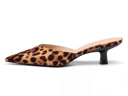 Image of Coutgo Womens Kitten Low Heels Mules Closed Pointed Toe Pumps Slip On Backless Dress Shoes