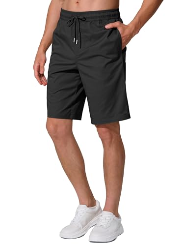 UIQUR Mens Shorts Casual Shorts Cotton Drawstring Summer Beach Stretch Twill Chino Golf Shorts Black 38