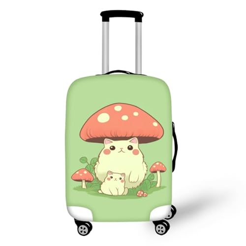 TODIYADDU Cute Cat with Mushroom Hat Suitcase Cover 29-32 inch Custom Luggage Cover for Women Washable Suitcase Protector Luggage Accessories for Outdoor Long Distance Travel Gifts, XL
