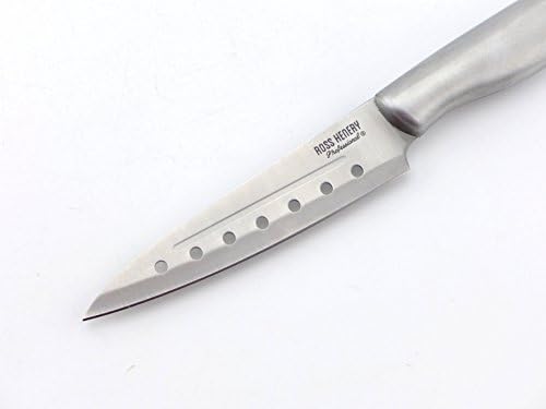 Ross Henery Professional 3 Piece Santoku Chefs Knife Set in Wooden Gift Box with Built in Sharpener (Silver Handles)