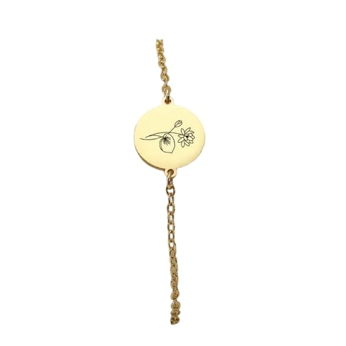 RoiDes Arts Personalized Birth Flower Bracelet, Birthday Month Floral Charm Bracelet, Engraved Gold Bracelet, Hen Party Gift, Bridesmaid Proposal Gifts (B0CXDX1SKX) Amazon Price History, Amazon Price Tracker