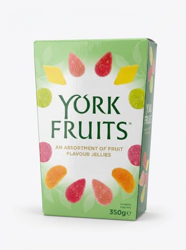 York Fruits Assortment 350g | Classic Soft Fruit Flavour Jellies Retail Box | Chewy Confectionery for Gifting and Sharing