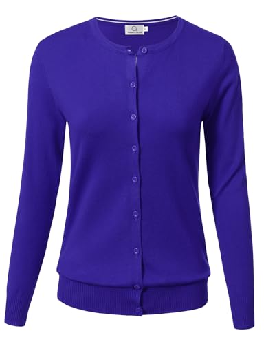Image of Allsense Women's Long-Sleeve Crewneck Cardigan | Classic Button Down Sweater, Soft Fine Knit, Lightweight