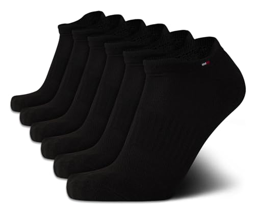 Tommy Hilfiger Mens No Show Socks - 6 Pack Performance Cushion Arch Support Low Cut Tab Ankle Socks for Men (Shoe Size 7-12)