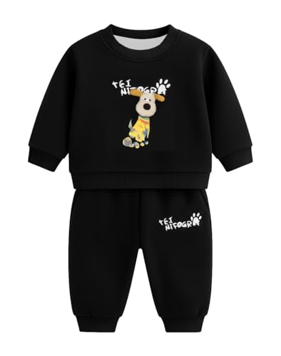 Image of Bold N Elegant Kids Fleece Lined Winter T-Shirt Jogger Set Warm Sweatshirt Pants | Stylish Astronaut Print Winter Co-ord Set for Infant Toddler Teedler Boys n Girls
