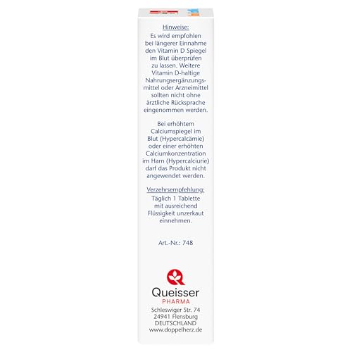 Doppelherz Vitamin D3 1000 - Vitamin D3 als Beitrag zur normalen Funktion des Immunsystems, der Knochen & Muskelfunktion - 45 Mini-Tabletten